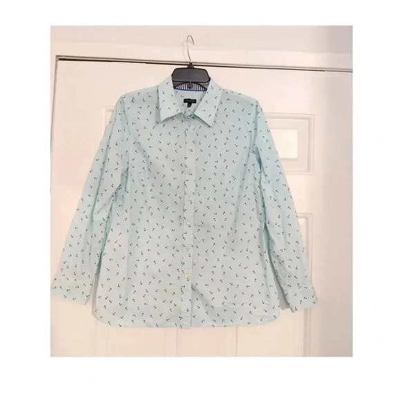 Talbots Bundle of 2 Button Down Collared Printed Anchor Swiss Dot Shirts Size M - Picture 2 of 8
